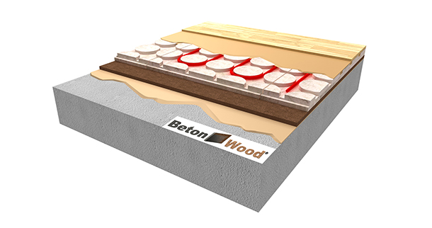Isolamento attivo per pavimento radiante in BetonRadiant su fibra di legno Base