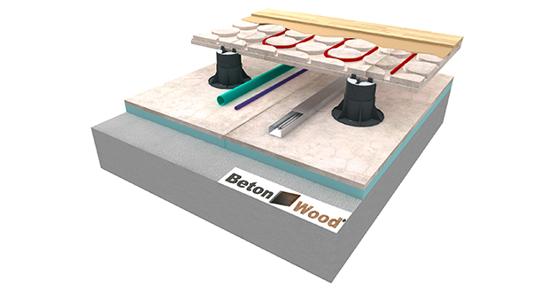 Isolamento attivo per pavimento radiante flottante in pannelli BetonRadiant su BetonStyr