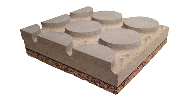 Pannelli per isolamento termico attivo radiante in cementolegno e sughero biondo BetonRadiant Cork